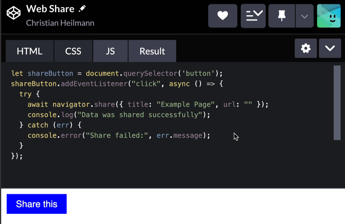 Шеринг в вебе с Web Share API